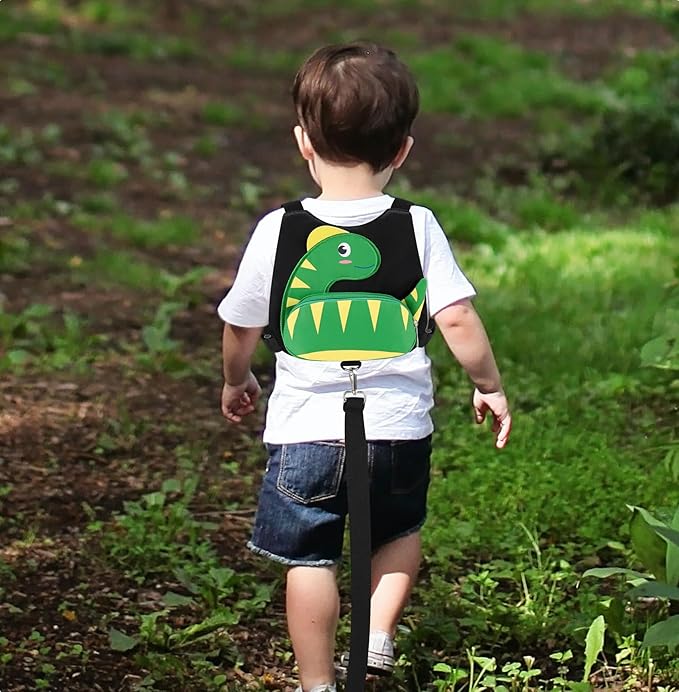 Accmor Toddler Harness Leash + Anti Lost Wrist Link, Cute Dinosaur Kids Harness with Leash, Mini Child Harness Leash Wristband Tether Protector for Baby Boys Girls Age1-3 Years Old to Outdoor Travel-CubbioJoy