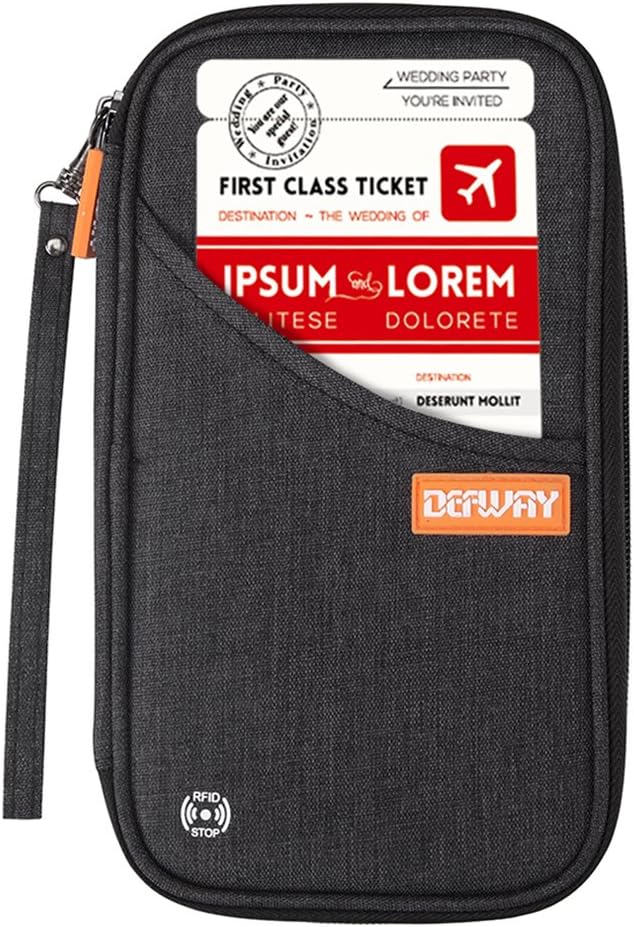 defway Passport Holder Travel Wallet - Family Passport Holder of 4, RFID Blocking Passport Wallet for Men Women, Travel Essentials for Flying, BLACK-CubbioJoy