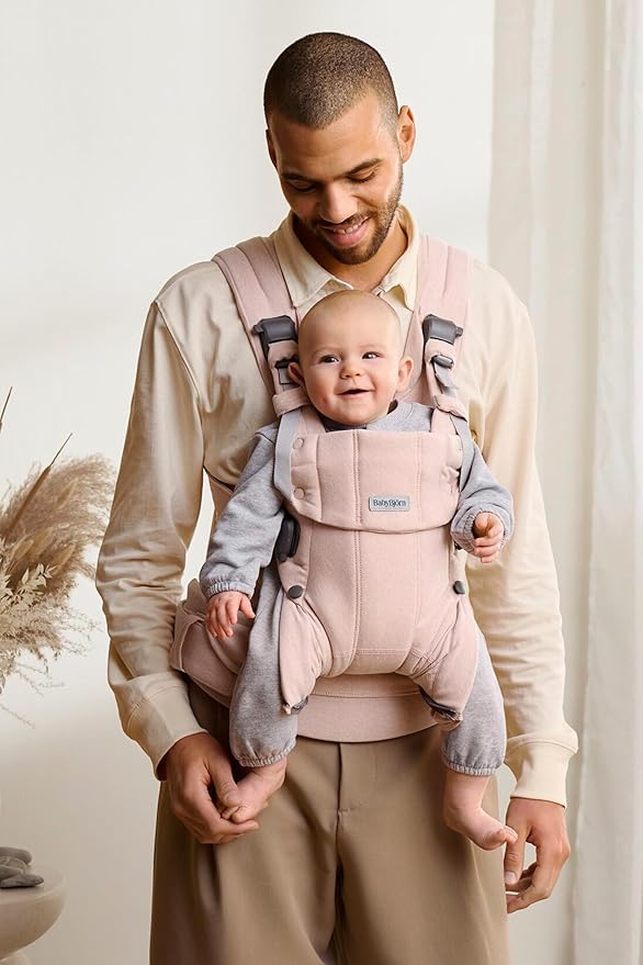 BabyBjörn Baby Carrier Harmony, Light Pink, Woven Mélange | 3-in-1 Ergonomic Baby Carrier; Newborn, Facing-in, Outward-Facing, and Back Carrying Positions Supported (7-40 lbs), Newborn to Toddler-CubbioJoy