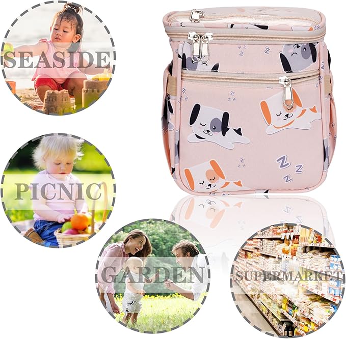 Baby Stroller Organizer Bag，Small Diaper Bag - Universal Stroller Organizer With Insulated Cup Holder,Pocket With Baby Wipes Dispenser，Adjustable Shoulder Strap(pink)-CubbioJoy