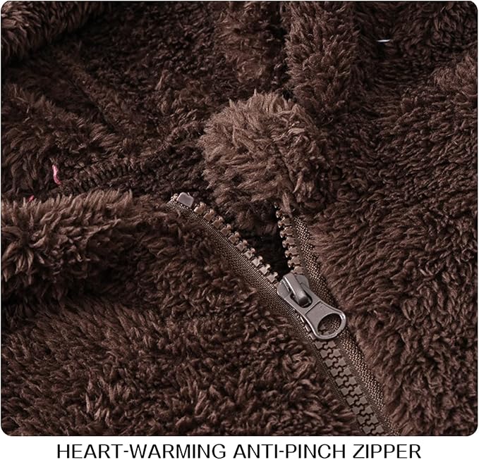 Baby Fleece Jumpsuits Infant Bear Ear Snowsuit Newborn Hooded Romper Warm Coat-CubbioJoy