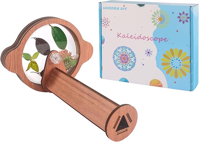 2PCS Natural DIY Kaleidoscope Kit, Outdoor Classic Handmade Education Toys, Magic Wooden Rotating Kaleidoscope Making Set, Best Gift for Nature Lovers (2 Pcs Planets)-CubbioJoy