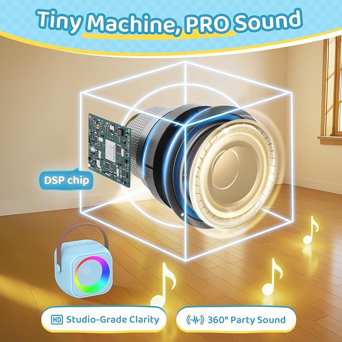 Karaoke Machine for Kids, Toys for 3-12 Years Old Girls Gifts, Kids Karaoke Microphone Machine Toy, Best Fun Christmas Birthday Gifts for 5 6 7 8 9 10 11 Years Teens Girl Boys Blue 2 Mic-CubbioJoy