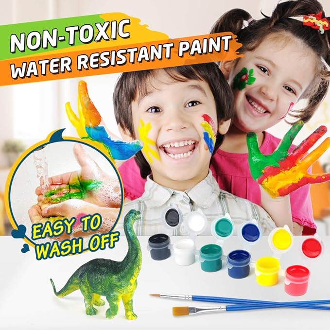 BAODLON Kids Arts Crafts Set Dinosaur Toy Painting Kit - 10 Dinosaur Figurines, Decorate Your Dinosaurs, Create a Dino World Painting Toys Gifts for 5, 6, 7, 8 Year Old Boys Kids Girls Toddlers-CubbioJoy