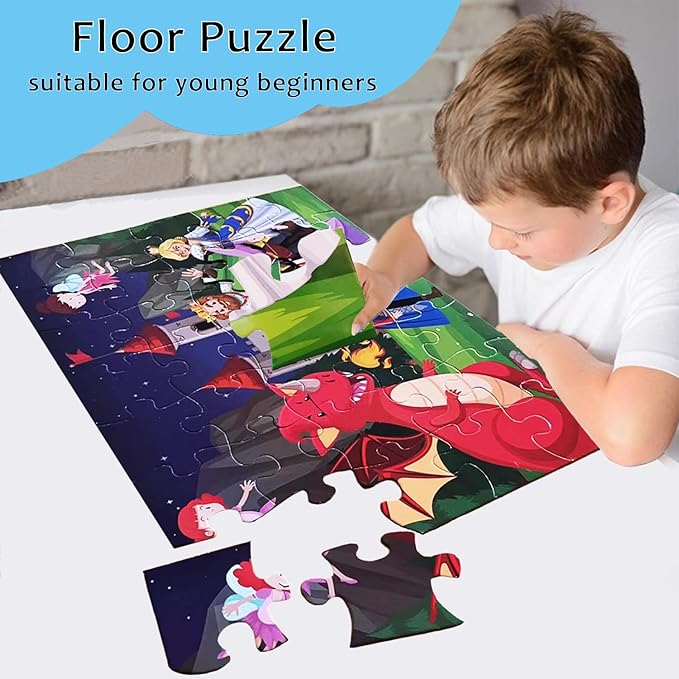 Jumbo Fairy Tales Floor Puzzle for Kids, Large Jigsaw Puzzles 35 Piece for Kids Ages 3-5,Preschool Learning & Education Toys, Gifts for 4-8 Year Old Boys and Girls (Kingdom Story)-CubbioJoy