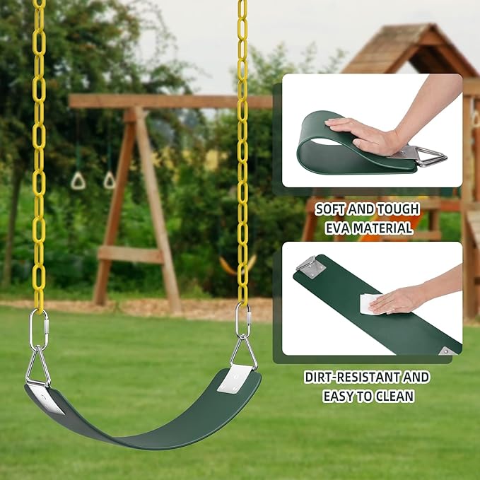 AGPTEK Toddler Swing Heavy Duty Bucket With Adjustable Rope - Cute Shape, 250 LB and 150 LB Capacity - Green-CubbioJoy