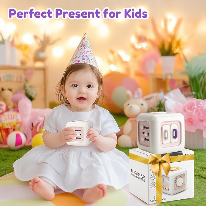 Busy Cube Toys for 1 Year Old Girl Gifts, Montessori for Baby Girl, Travel Sensory Toys for Toddlers 1-3, Learning Fine Motor Skills| 1st Birthday Girl Gifts 12 Months +-CubbioJoy