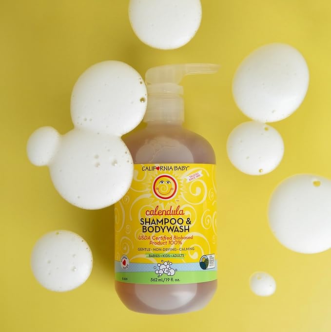 California Baby Calendula Shampoo and Body Wash | 100% Plant-Based | Allergy Friendly | Soothing Baby Soap and Toddler Shampoo for Dry, Sensitive Skin | 19 oz. (2-pack)-CubbioJoy