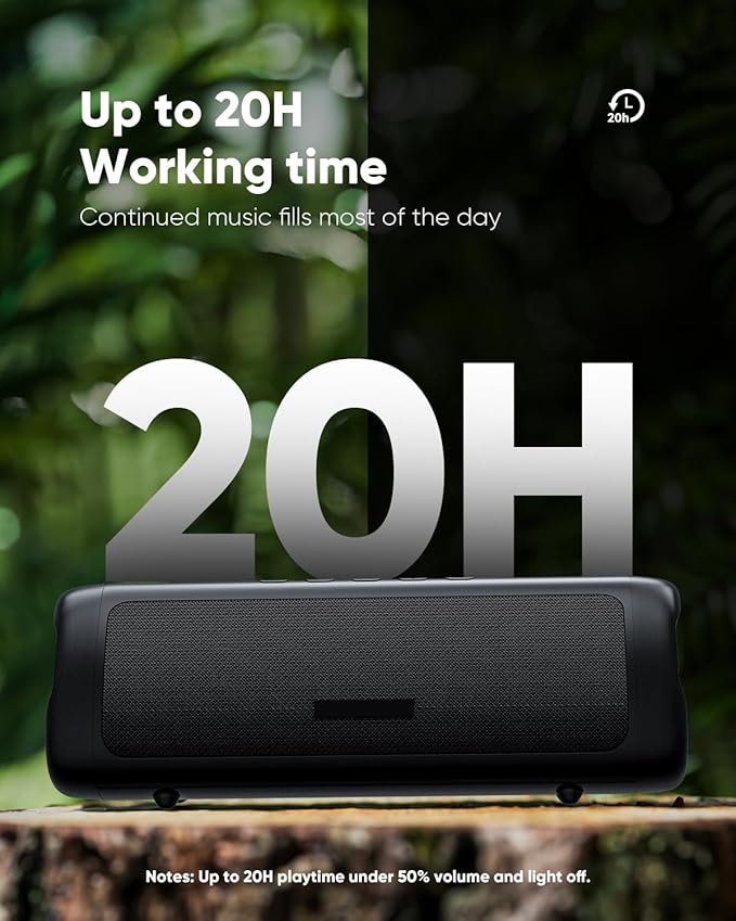 Bluetooth Speaker with HD Sound, Portable Wireless, IPX5 Waterproof, Up to 20H Playtime, TWS Pairing, BT5.3, for Home/Party/Outdoor/Beach, Stocking Stuffers, White Elephant Gifts for Adults (Black)-CubbioJoy