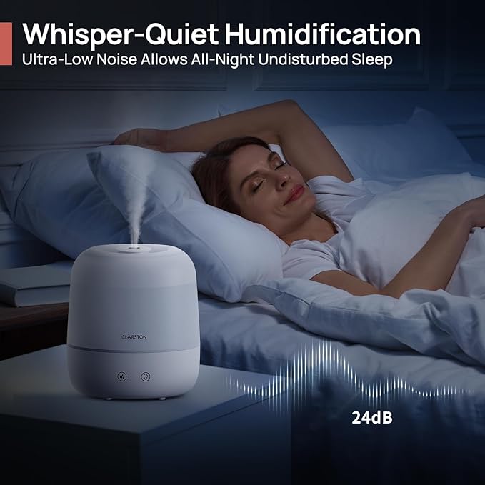 2L Cool Mist Humidifier for Bedroom with 360° Adjustable Nozzle, High and Low Mist Levels, Ultra-Low Noise, Light-Off, No BPA, Auto Shut Off, Ideal Baby Humidifier with Easy Top Filling-CubbioJoy