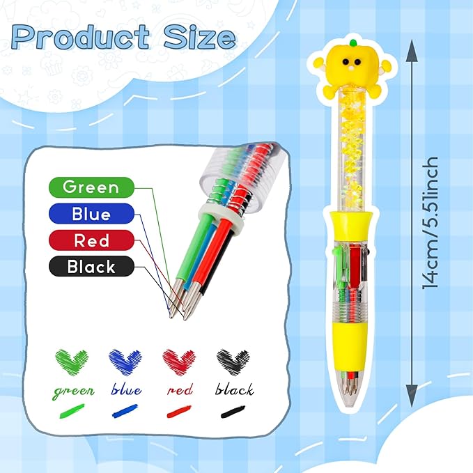 20Pcs Multicolor Pens in One 4-in-1 Cute Pens Bulk for Kids, Ballpoint Pen for Birthdays and Children's Parties, Fun Gifts Assorted Ink Kawaii Pen-CubbioJoy
