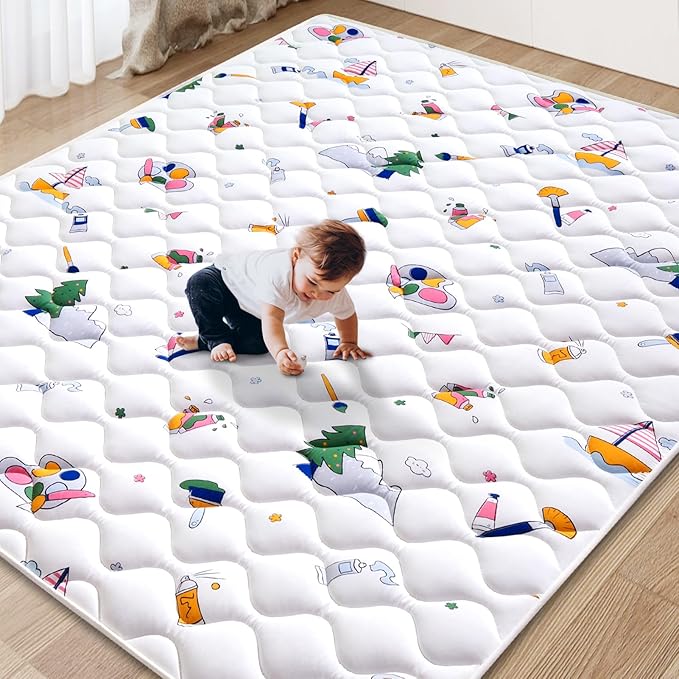 Baby Play Mat - 6ft X 4ft,Premium Thicker Foam One-Piece Crawling Mat, Machine Washable, Extra Large Anti-Slip Activity Playmat for Babies, Toddlers & Infants-CubbioJoy