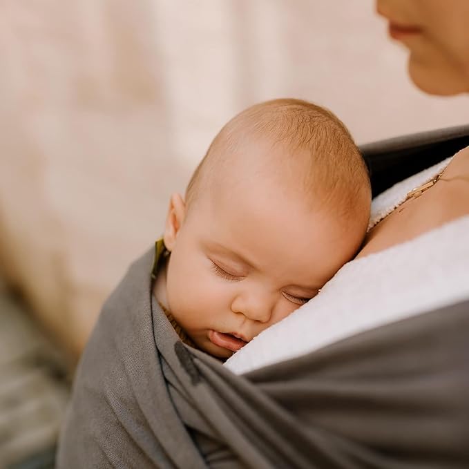 Boba Baby Wrap Carrier – Original Baby Sling Carrier for Newborns (7–35 lbs), Soft, Secure, Hands-Free & Ergonomic, Ideal for Comfortable Bonding, New Parents (Organic Dark Grey)-CubbioJoy