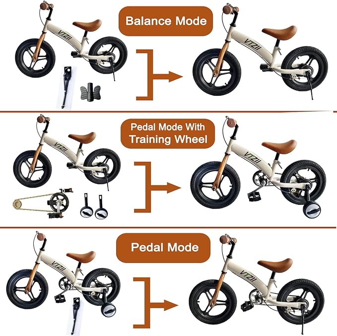 Balance Bike 2 in 1 with Pedals Brake Training Wheels Kickstand Pneumatic tyre,for Kids 2-7 Years Old,Kids Bike 12 14 16 inch-CubbioJoy
