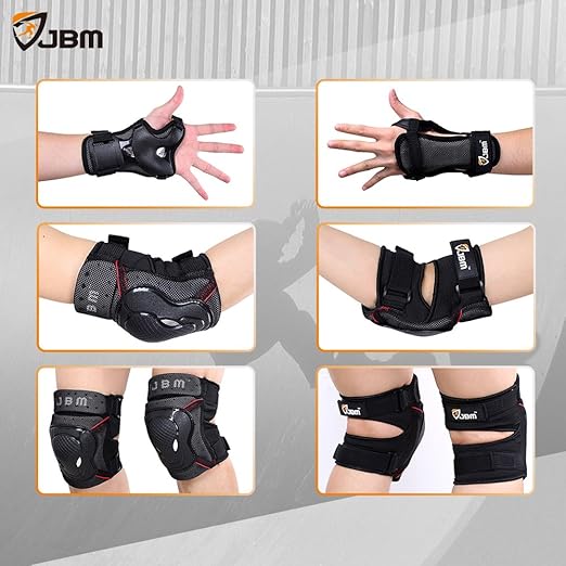 JBM Adult Youth Bike Knee Pads and Elbow Pads with Wrist Guards Protective Gear Set for Biking, Riding, Cycling and Multi Sports Scooter, Skateboard-CubbioJoy