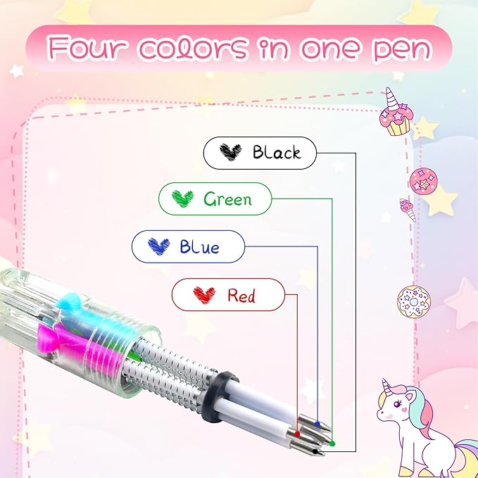 30Pcs Mini Multicolor Pens in One 4-in-1 Cute Pens Bulk for Kids, Ballpoint Pen for Birthdays and Children's Parties, Fun Gifts Assorted Ink Kawaii Pen(unicorn)-CubbioJoy