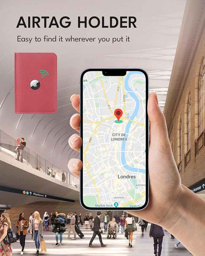 ALLIVE Genuine Leather Passport Holder with Airtag, Travel Must Haves Airport Essentials, Case Travel Gifts-CubbioJoy