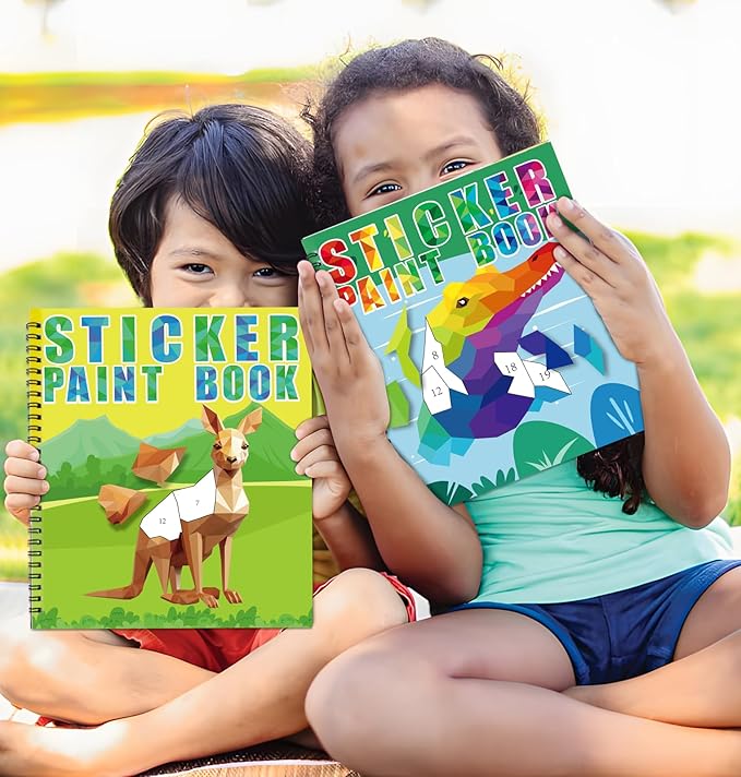 90shine 4PCS Sticker Books for Kids Ages 4-8 Includes Underwater Pet Dinosaur Rainbow Themed Multiple Designs Party Gift Create 44 Pictures-CubbioJoy