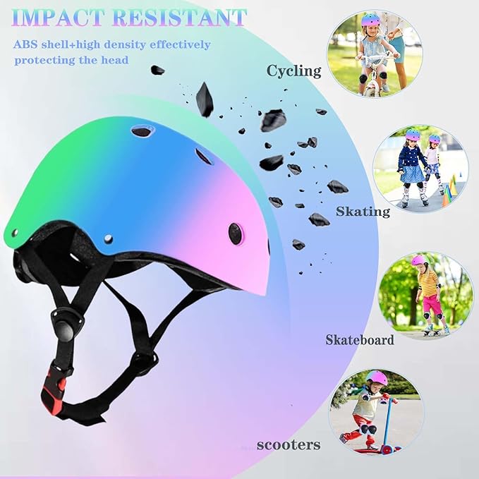 Kids Bike Helmet Set Adjustable for Children, Boys, Girls and Teenagers Aged 3-8 Years Includes Elbow, Knee, Wrist Guards Children's Helmet Protection Set for Bikes SkateboardsRollerskates-CubbioJoy