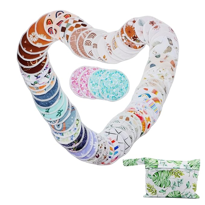 8 pcs(4 Pairs) Random Prints Breast Pads for Nursing Mothers, Reusable and Washable with 1 Bag(8 pcs randomprints with1 Bag)-CubbioJoy
