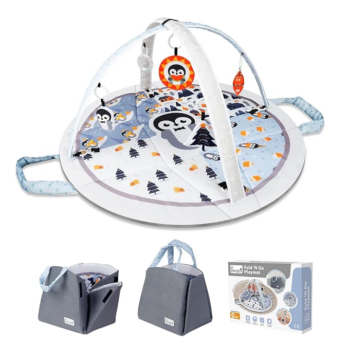 Baby Play Mat Tummy Time Mat with Exclusive Foldable Design, Stage-Based Skill Development Activity Gym Mat, Machine Washable Play Mat for Baby Girl with Gift Package-CubbioJoy