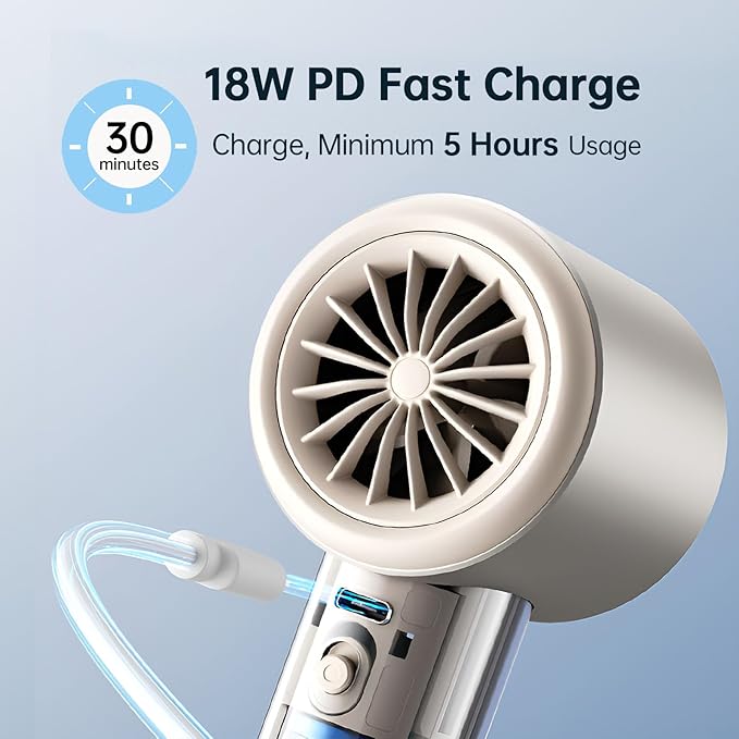 JISULIFE Handheld Fan Pro Series - Extreme Cooling Output: 1-100 Speed Scroll Wheel, Metal Body, Digital Display, 1.5H Fast Charge, 5000mAh-Portable Fan for Travel Outdoor, Gifts for Women Men(Brown)-CubbioJoy