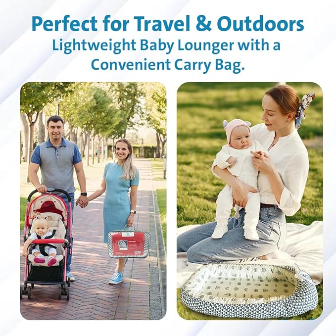 Baby Lounger – Portable Baby Lounger Pillow & Adjustable Baby Nest for 0-24 Months, Soft Infant Floor Seat & Breathable Infant Lounger for Home & Travel-CubbioJoy