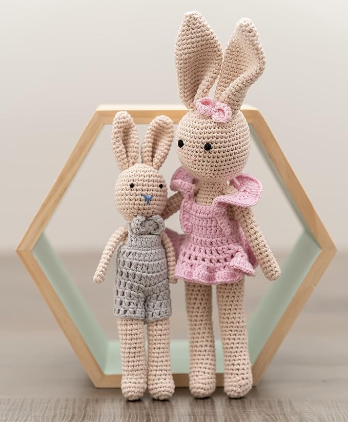 Bunny Family Mom, Handmade Crochet Plushie Doll, Amigurumi, Baby/Toddler Doll-CubbioJoy