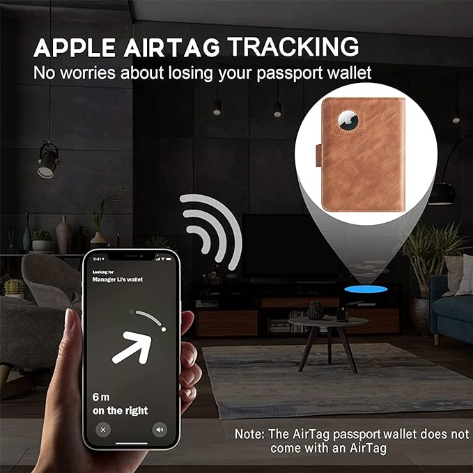 Airtag Passport Holder Cover Wallet Travel Essentials Leather Rfid Blocking Case Vacation Luggage Must Haves Travel Accessories for Men Women (117#Brown)-CubbioJoy