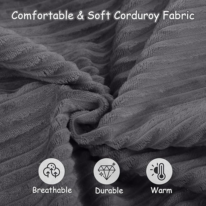 COMAX Kids Bean Bag Chair Turn into Beanbag Bed, Toddler Bean Chair Corduroy for Girl Boy Sleeping, Lazy Children Bean Bags with Filler, Convertible Child Floor Mattress, Charcoal-CubbioJoy