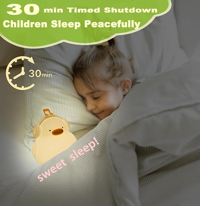 DREAMING MY DREAM Cute Duck Night Light,LED Squishy Novelty Duck Lamp,3 Level Dimmable Soft Silicone Nursery Nightlight,Night Light for Toddler Baby Kids Decor,Cool Gifts for Duck-CubbioJoy