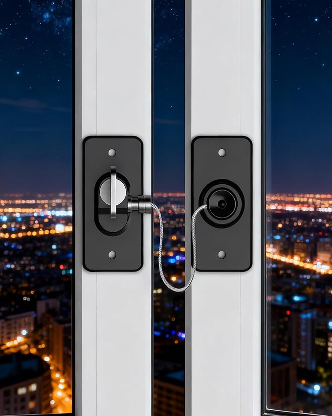 2 Pack Refrigerator Door Lock with Adhesive, No Tools Required, Child Proof Fridge Door Lock for Kids and Pets, Self Adhesive Latch for Freezer, Cabinets, Drawers, Air Oven, Windows (Patent)-CubbioJoy