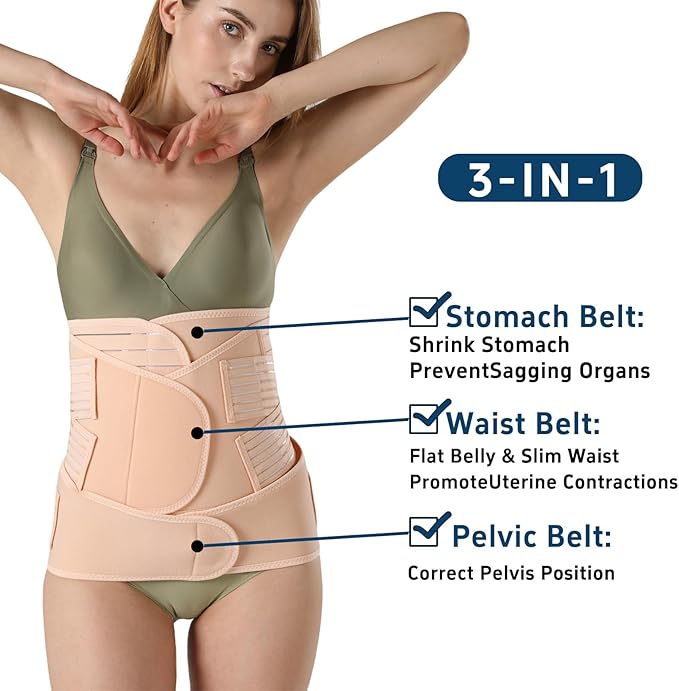 3 in 1 Postpartum Belly Band Post Partum for Women Abdominal Binder Surgery C Section Recovery Stomach Belly Wrap Belt-CubbioJoy