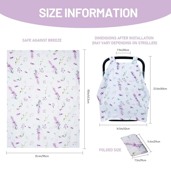 80S Muslin Car Seat Cover for Babies - Soft & Breathable Infant Carrier Canopy, Lightweight Sunshade for Summer, Universal Fit for Baby Boys & Girls-CubbioJoy