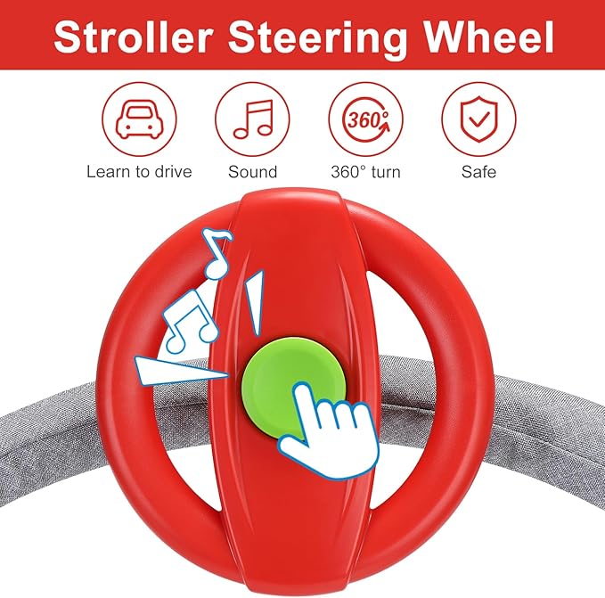 Accmor Stroller Steering Wheel Toy, Pretend Driving Simulated Steering Wheel for Baby Stroller Shopping Carts, Universal Detachable Funny Stroller Shopping Carts Toy Attachment Accessories-CubbioJoy