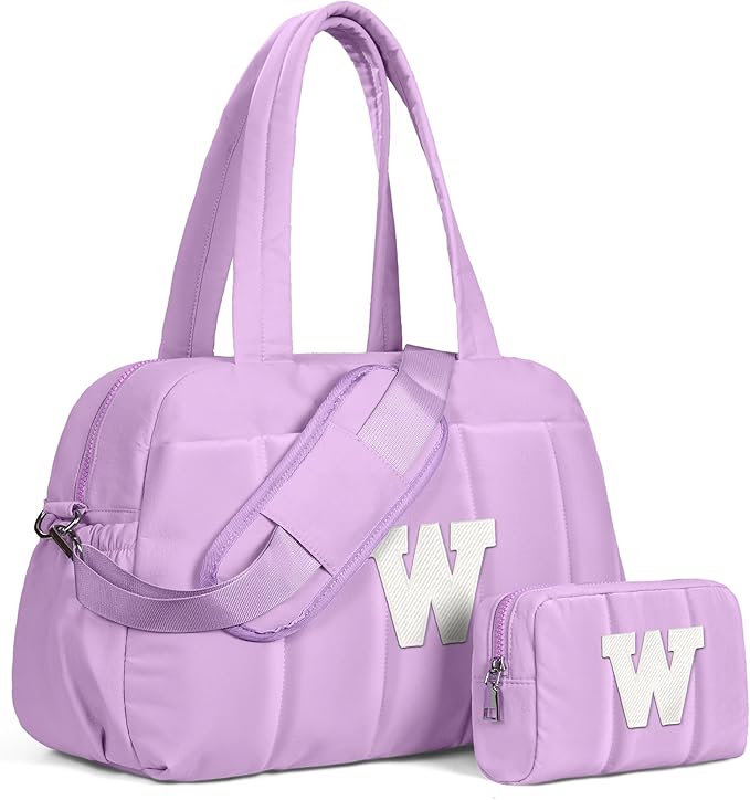 Initial Duffle Bag, Carry On Bags for Women，Overnight Bag with Wet Pocket，Trendy Gifts for Women-Lightweight Travel Bags Personalized Gym Tote with Makeup Pouch-CubbioJoy