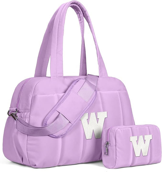 Initial Duffle Bag, Carry On Bags for Women，Overnight Bag with Wet Pocket，Trendy Gifts for Women-Lightweight Travel Bags Personalized Gym Tote with Makeup Pouch-CubbioJoy