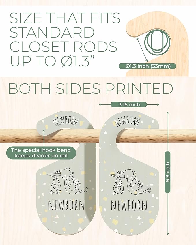 Colorful Baby Size Closet Dividers - Wooden Baby Clothes Organizer for Nursery Decor, Storage & Organization - 8 Pcs of Baby Closet Dividers Ideal as Neutral Nursery Storage Organizers-CubbioJoy