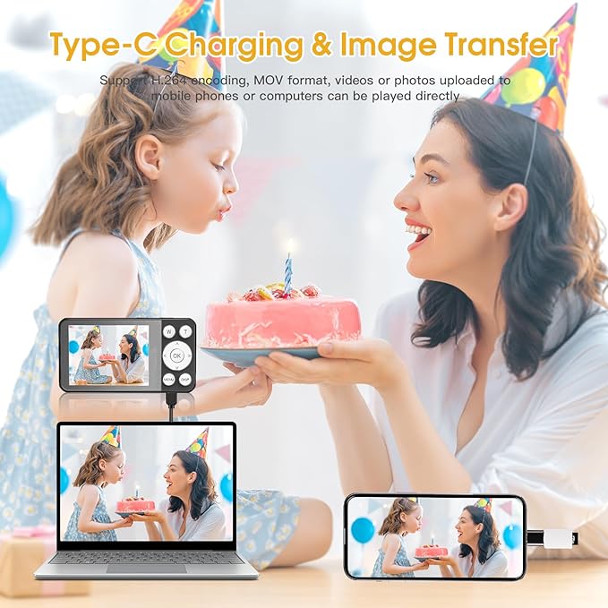 4K Digital Camera for Teens, FHD 64MP Digital Camera for Kids with 64GB SD Card, 18X Digital Zoom Cameras for Photography, Point and Shoot Video Camera for Kids, Black-CubbioJoy