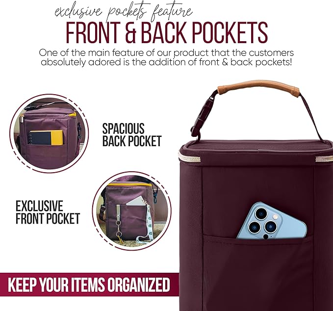 BreastMilk Cooler with Ice Packs and Tote Bags for Nursing, Large Capacity, Waterproof, Fits 9 Baby Bottles Up to 11 oz, Dark Brown-CubbioJoy