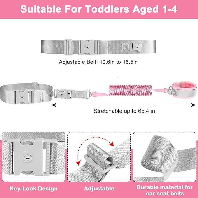 Accmor Reflective Toddler Belt Leash, Anti Lost Wrist Link for Baby, Kid Anti Lost Waist Band Child Leash with Lock for Babies Girls, Child Walking Harness Wristband Rope Tether for Outdoor Travel-CubbioJoy