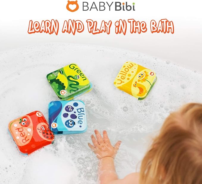 BabyBibi Floating Baby Bath Books for Baby. Kids Learning Bath Toys. Waterproof Bathtime Toys for Toddlers. Kids Educational Infant Bath Toys. (Set of 4: Color Recognition Bath Books)-CubbioJoy