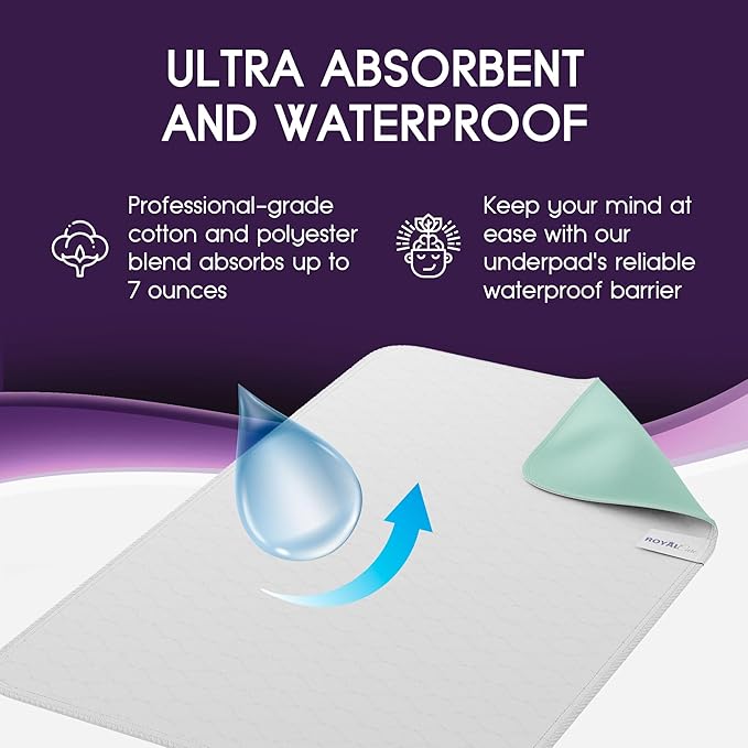 Incontinence Bed Pads - Big Size - Reusable Waterproof Underpad Chair, Sofa and Mattress Protectors - Highly Absorbent, Machine Washable - for Children, Pets and Seniors (36x72 (Pack of 1), Green)-CubbioJoy