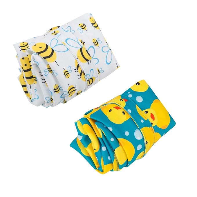 ALVABABY 2pcs Cloth Diaper Wet Dry Bags Waterproof Reusable with Two Zippered Pockets Travel Beach Pool Daycare Soiled Baby Items Yoga Gym Bag for Swimsuits or Wet Clothes L114117-CubbioJoy