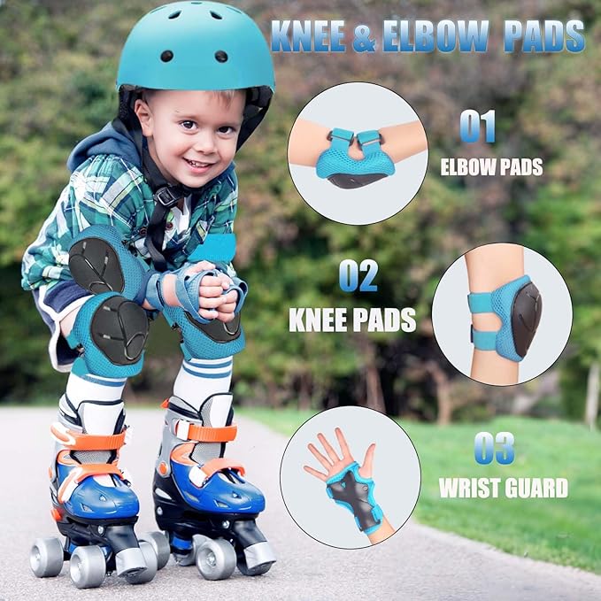 Kids Bike Helmet Set Adjustable Helmet for Ages 3-15 Kids Toddler Boys Girls Youth, Multi-Sport Bicycle Skateboarding Football Rollerskating Scooter Rollerblade Balance Bike Helmets-CubbioJoy