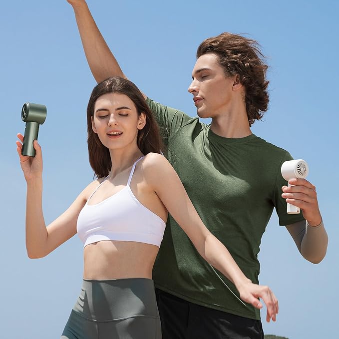 JISULIFE Portable Handheld Fan, Speed(1-100) Adjustable Turbo Mini and 3600mAh Battery Rechargeable Personal Fan, Digital Display, Gifts for Women Men Travel/Camping/Outdoor-White-CubbioJoy