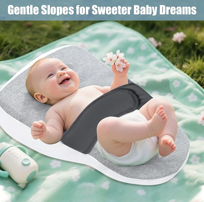 Baby Reflux Pillow for Infant Support Cushion,Pillow for Sleeping/Feeding, Soft Cotton Cover, Bedroom, Stroller, Detachable-CubbioJoy