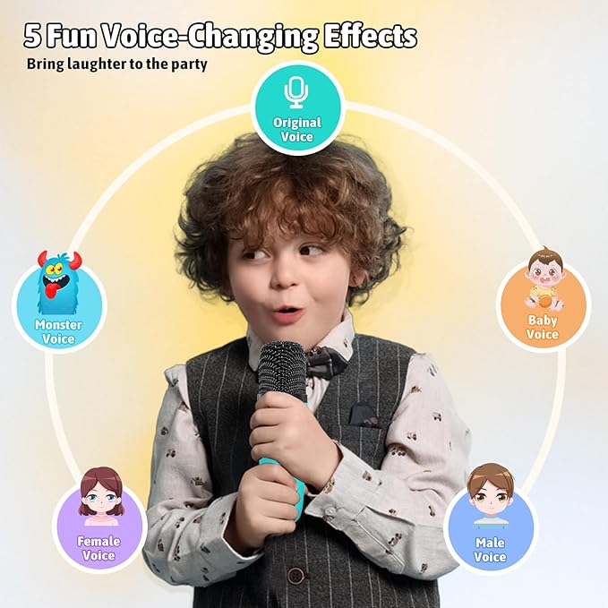 Karaoke Microphone Machine Toys for Kids Adults, Mini Portable Bluetooth Speaker with 2 Wireless Mics, Christmas Birthday Gifts for Boys Girls Ages 3 4 5 6 7 8 9 10 11 12+ Year (Green)-CubbioJoy