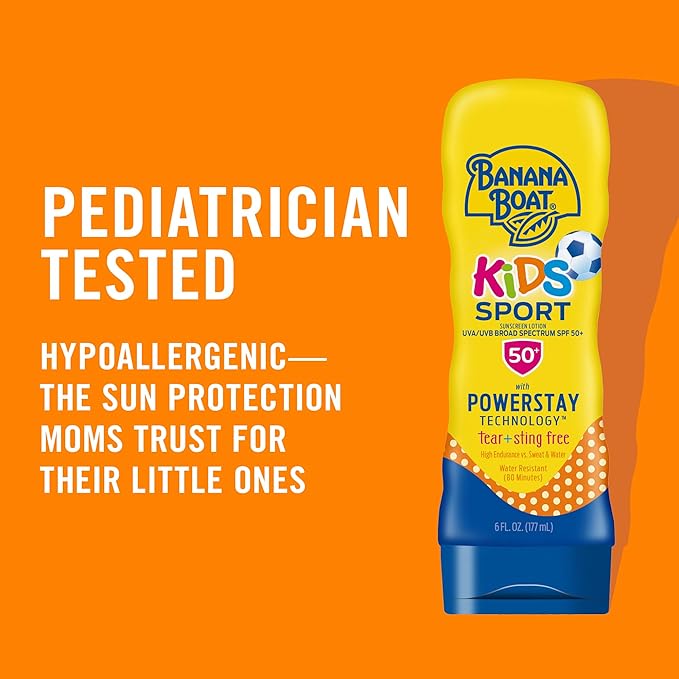 Banana Boat Kids Sport Sunscreen Lotion SPF 50, 9.5oz | Sunscreen for Kids, Childrens Sunscreen, Kids Sunblock, Lotion Sunscreen, Oxybenzone Free Sunscreen SPF 50, Family Size Sunscreen, 9.5oz-CubbioJoy