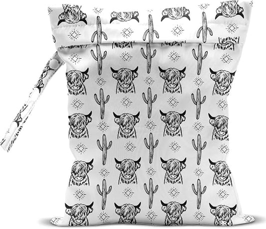 Waterproof Wet Bag for Swimsuit, Travel Beach Wet Dry Bag, Hidden Zipper Reusable Western Cowgirl Wet Bags, for Travel Beach Wet Swimsuits Toiletries Diapers Laundry Bag-CubbioJoy